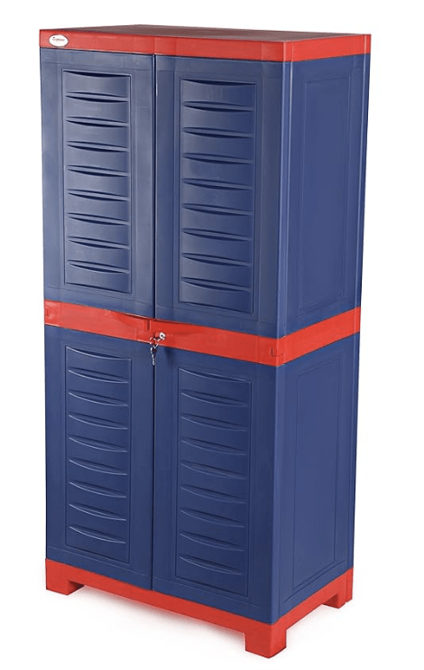 Supreme Fusion Multi Purpose Plastic Cupboard for Home (Medium Size, Coke Red & Blue) - Image 2